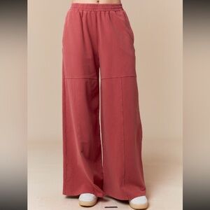 Peach Love California Washed French Terry Wide Fit Track Pants